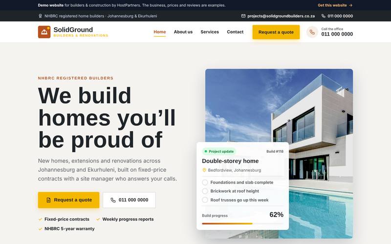 Preview of a website for builders & construction