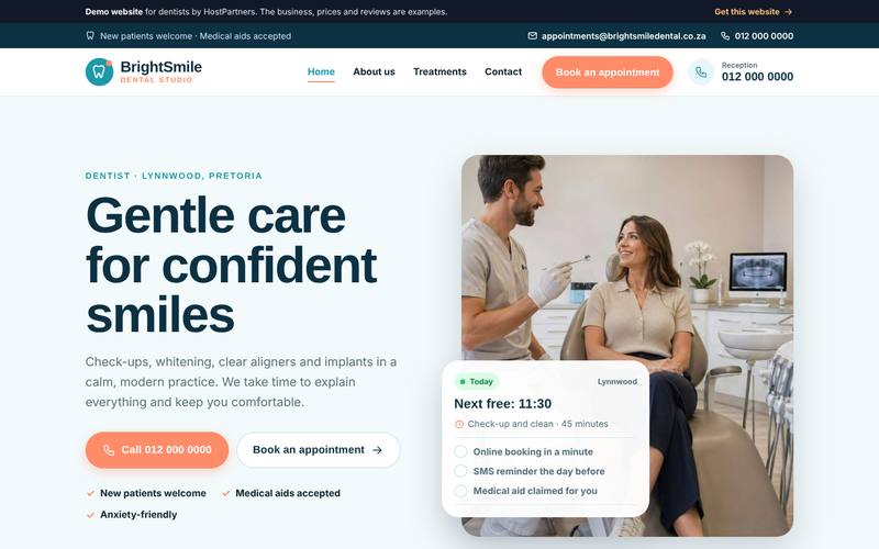 Preview of a website for dentists