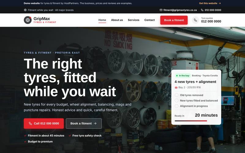 Preview of a website for tyres & fitment